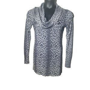 Vintage Cache Metallic Animal Print She Large Cowlneck Tunic 90s Y2K NOTE: Snag